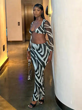 Load image into Gallery viewer, Feelin' Zebra Two Piece Set – V-Neck Striped Design
