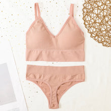 Load image into Gallery viewer, Push-Up Sports Bra & Thong Set for Women - Seamless Active Lingerie - Mellirose
