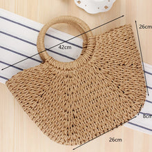 Load image into Gallery viewer, Summer Handmade Moon Shaped Beach Straw Bag for Women - MELLIROSE