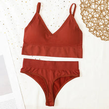 Load image into Gallery viewer, Push-Up Sports Bra & Thong Set for Women - Seamless Active Lingerie - Mellirose