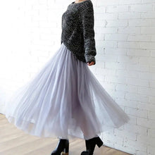 Load image into Gallery viewer, Vintage Tulle Pleated Skirt Women High Waist mellirose