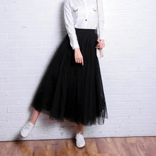 Load image into Gallery viewer, Vintage Tulle Pleated Skirt Women High Waist mellirose