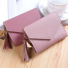 Load image into Gallery viewer, Fashion leather tassel mini wallet in solid pattern