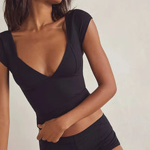 Load image into Gallery viewer, Sexy V-Neck Long Sleeve T-Shirt for Women – Slim Summer Streetwear - Mellirose