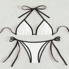 Load image into Gallery viewer, Colorblock String Thong Bikini Mellirose