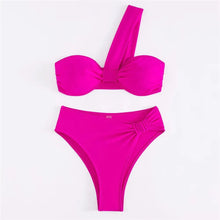 Load image into Gallery viewer, One-Shoulder Brown Bikini