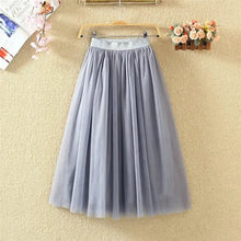 Load image into Gallery viewer, Vintage Tulle Pleated Skirt Women High Waist mellirose