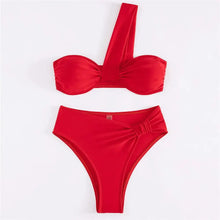 Load image into Gallery viewer, One-Shoulder Brown Bikini Mellirose