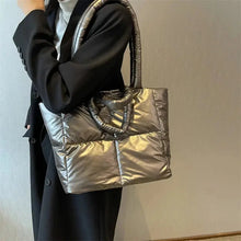 Load image into Gallery viewer, Pointed medium puffer padded tote bag with unique quilted design - MELLIROSE