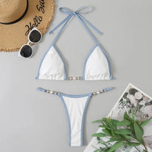 Load image into Gallery viewer, Pearl Chain Triangle Bikini Mellirose