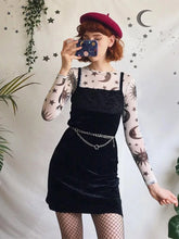 Load image into Gallery viewer, Sun Moon Printed Mesh Women Long Sleeve O-Neck Slim Fit Casual Top - Mellirose