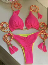 Load image into Gallery viewer, Tropical Escape Rope Triangle Bikinis (Multiple Colors)