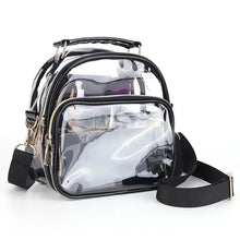 Load image into Gallery viewer, Transparent mini crossbody bag with zipper closure
