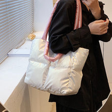 Load image into Gallery viewer, Pointed medium puffer padded tote bag with unique quilted design - MELLIROSE