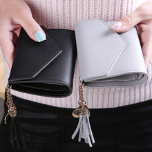 Load image into Gallery viewer, Fashion leather tassel mini wallet in solid pattern
