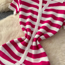 Load image into Gallery viewer, Button Down Striped Bodycon Knit Maxi Dress Mellirose