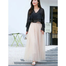 Load image into Gallery viewer, Vintage Tulle Pleated Skirt Women High Waist mellirose