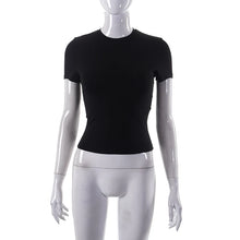 Load image into Gallery viewer, Women’s Short Sleeve Casual Crop Top – Soft Solid Basics for Summer - Mellirose