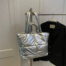 Load image into Gallery viewer, Pointed medium puffer padded tote bag with unique quilted design - MELLIROSE