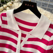 Load image into Gallery viewer, Button Down Striped Bodycon Knit Maxi Dress Mellirose