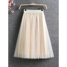 Load image into Gallery viewer, Vintage Tulle Pleated Skirt Women High Waist mellirose