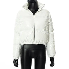 Load image into Gallery viewer, Women's Winter PU Stand Collar Zipper Coat mellirose
