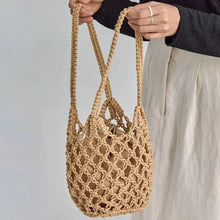 Load image into Gallery viewer, Knitted bucket rope bag with durable handles for women - MELLIROSE