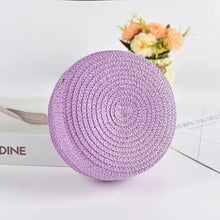 Load image into Gallery viewer, Woven rattan mini crossbody bag in circular shape