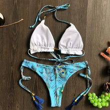 Load image into Gallery viewer, Neon Leaves Brazilian Bandage Style Bikini Mellirose
