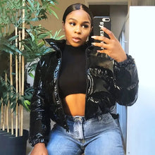 Load image into Gallery viewer, Women's winter PU zipper coat - MELLIROSE