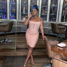 Load image into Gallery viewer, Bone Mesh Bandage Dress