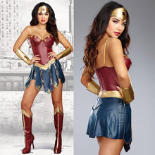 Load image into Gallery viewer, Wonder Woman superhero costume for women
Iconic Wonder Woman outfit with accessories
Amazonian princess superhero costume for cosplay
Wonder Woman Halloween costume with belt and headband
Female Wonder Woman superhero costume for themed parties