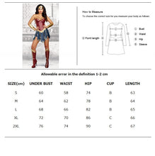 Load image into Gallery viewer, Wonder Woman superhero costume for women
Iconic Wonder Woman outfit with accessories
Amazonian princess superhero costume for cosplay
Wonder Woman Halloween costume with belt and headband
Female Wonder Woman superhero costume for themed parties