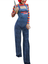 Load image into Gallery viewer, Chucky bodysuit costume for Halloween
Trendy Chucky costume with letter print
High-stretch bodysuit with turtleneck collar
Polyester Chucky costume with snug fit
Halloween costume bodysuit for Chucky fans