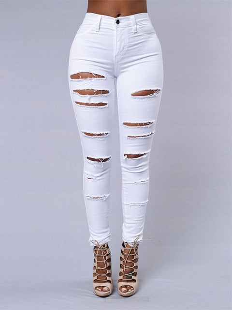 Mid-High Ripped Jeans - MELLIROSE