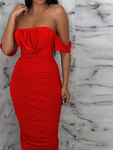 Load image into Gallery viewer, Off Shoulder Pleated Dress Backless - MELLIROSE
