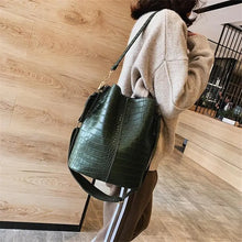 Load image into Gallery viewer, Crocodile Leather Bucket Bag - MELLIROSE