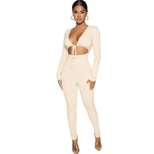 Load image into Gallery viewer, Long Sleeve Bodycon Jogger Jumpsuit
