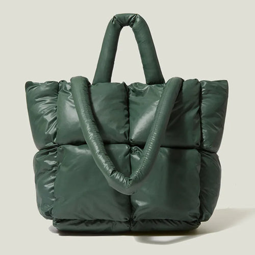 Pointed medium puffer padded tote bag with unique quilted design - MELLIROSE