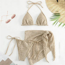 Load image into Gallery viewer, 3-Piece Fold Bikini Set Khaki or White Mellirose
