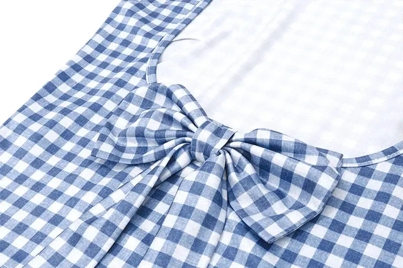 Plaid Bow Backless Crop Top Mellirose