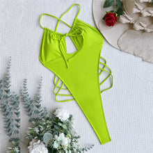 Load image into Gallery viewer, Snake Print Cutout Monokini – Backless, Cross-Strap One-Piece
