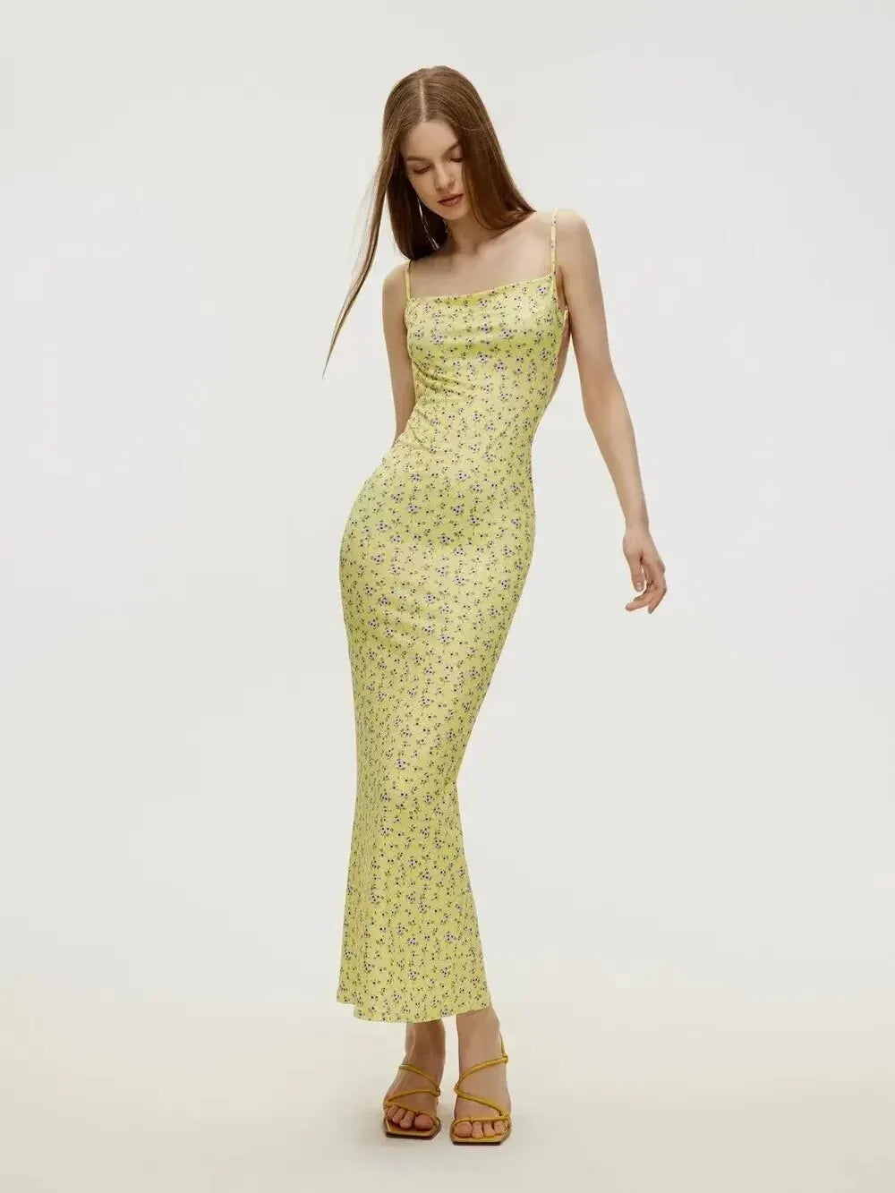 Floral Suspender Backless Summer Dress