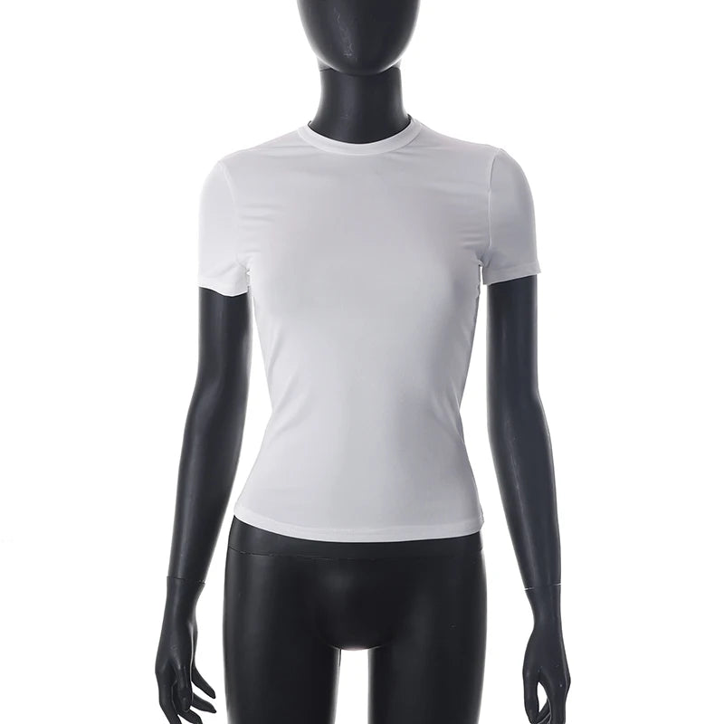 Women’s Short Sleeve Casual Crop Top – Soft Solid Basics for Summer - Mellirose