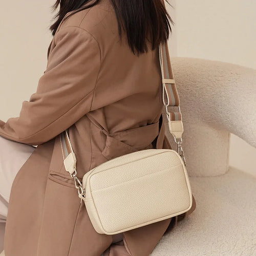 PU leather small crossbody bag for women in a luxury shell design - MELLIROSE