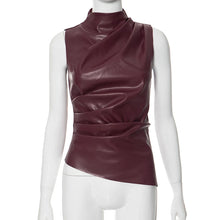 Load image into Gallery viewer, Women&#39;s vintage PU sleeveless tank top - MELLIROSE
