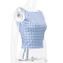 Load image into Gallery viewer, Plaid Bow Backless Crop Top
