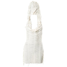 Load image into Gallery viewer, White Hooded Sleeveless Tassel Mini Dress - Mellirose

