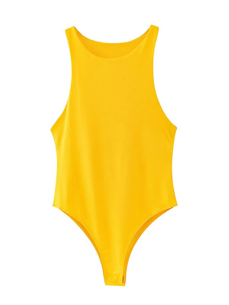 Summer Solid Bodycon Bodysuit - Mellirose