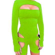 Load image into Gallery viewer, Biker Buckle Cut Out Long Sleeve Romper
